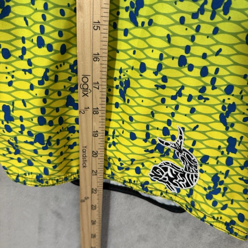 Pelagic Board Shorts Mens 34 Dorado Green Yellow Blue Mahi Print Fishing Trunks - Picture 3 of 6